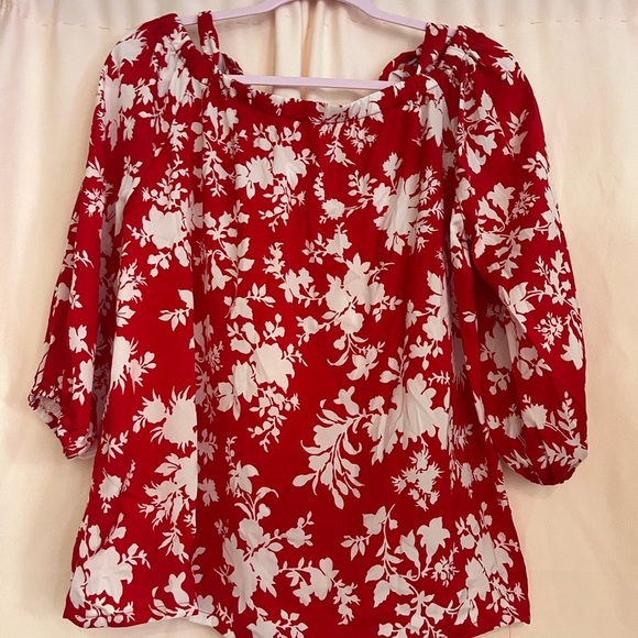 Parker Red Ruffled Puff Sleeve Blouse - Picture 7 of 9